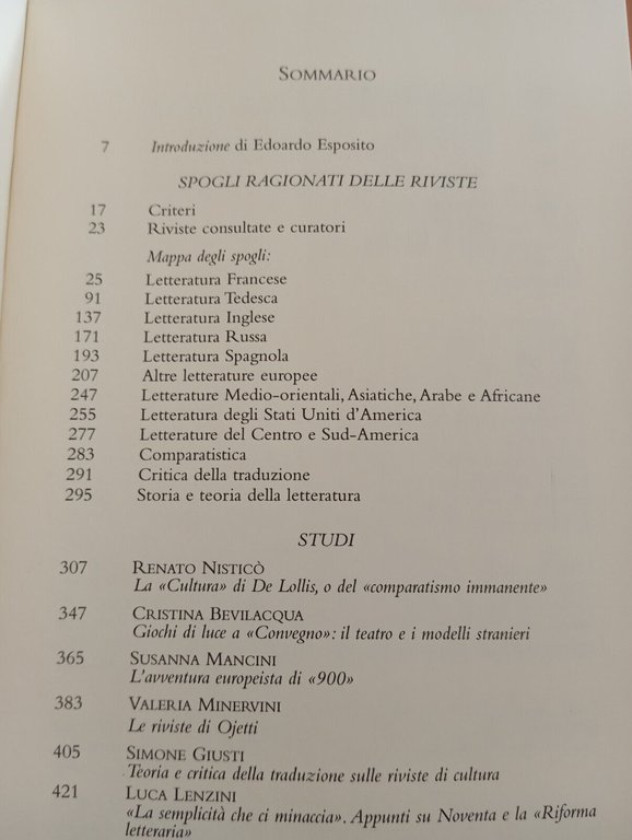 Le letterature straniere nell'Italia del'Entre-deux-Guerres, E. Esposito, 2004