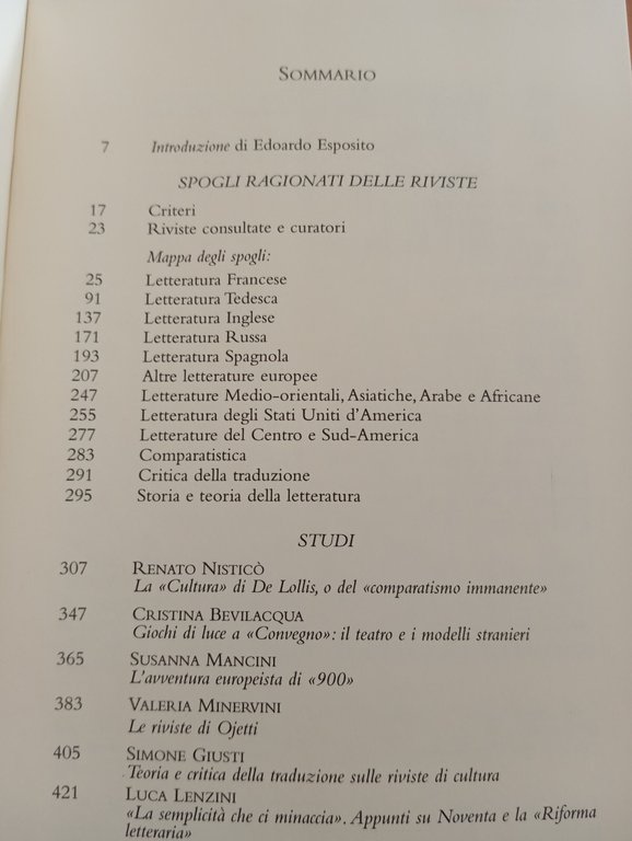 Le letterature straniere nell'Italia dell'Entre-deux-Guerres, E. Esposito, 2004