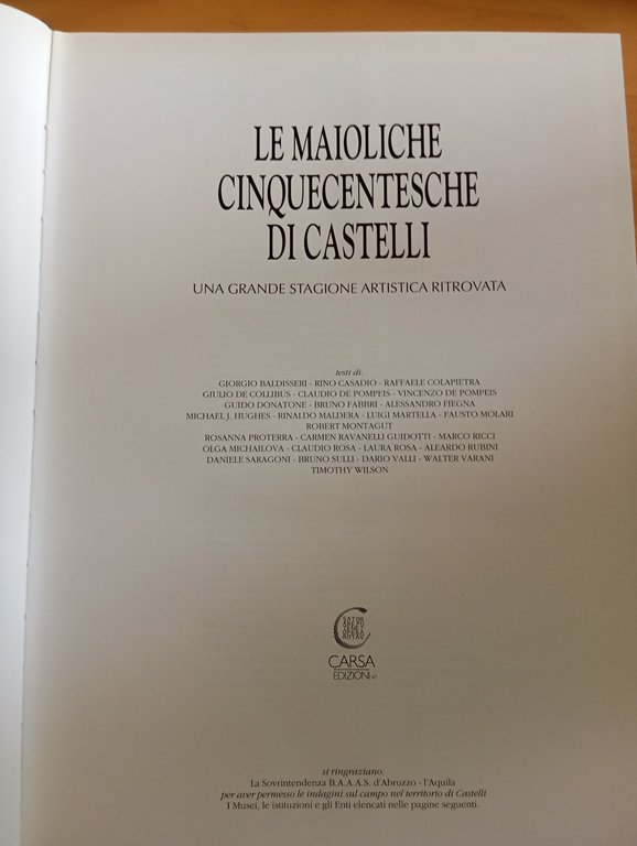 Le maioliche cinquecentesche di Castelli, Carsa Edizioni, 1989 | Immagine Gallery 10