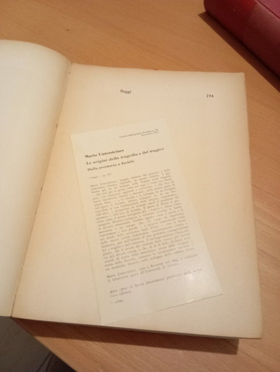 Le origini della tragedia e del tragico, Mario Untersteiner, Einaudi, …