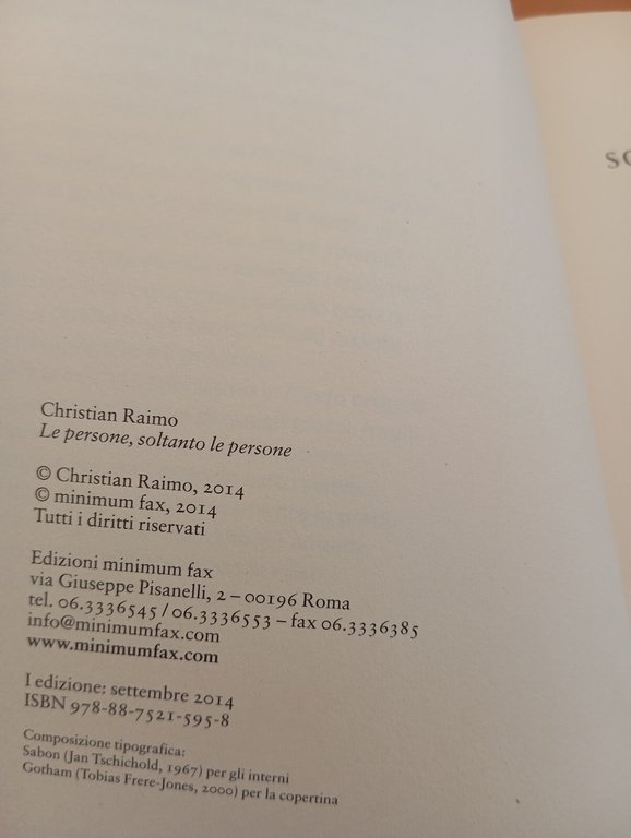 Le persone, soltanto le persone, Christian Raimo, Minimum fax, 2014