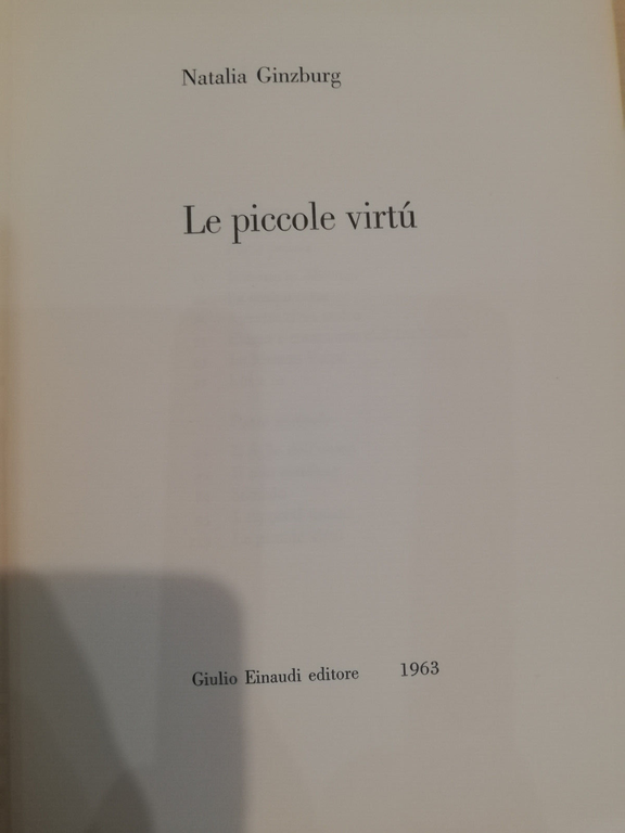 Le piccole virtù, Natalia Ginzburg, Einaudi, 1963