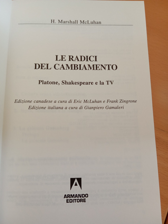 Le radici del cambiamento. Platone, Shakespeare e la TV, Marshall …