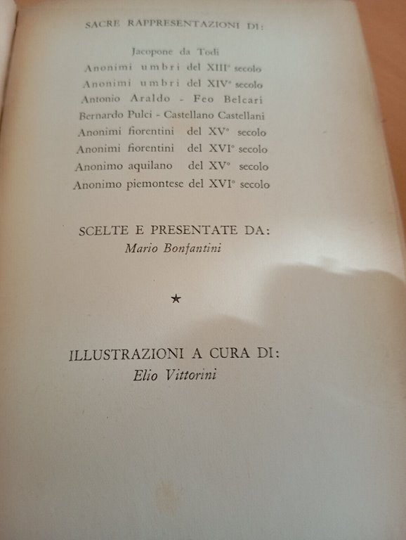 Le sacre rappresentazioni italiane, Mario Bonfantini, Bompiani, 1942