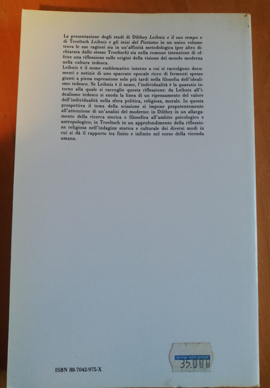 Leibniz e la sua epoca, W. Dilthey, E. Troeltsch, 1989, …