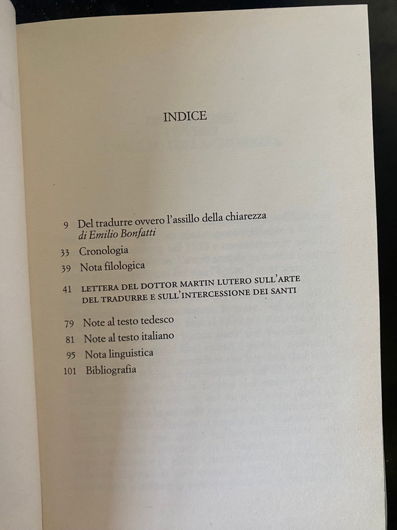 Lettera del tradurre, Martin Lutero, Marsilio, 1998