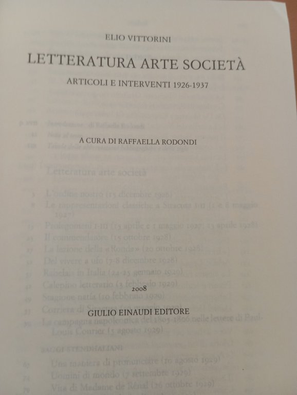 Letteratura arte società. Articoli 1926-1937, Elio Vittorini, Einaudi, 2008