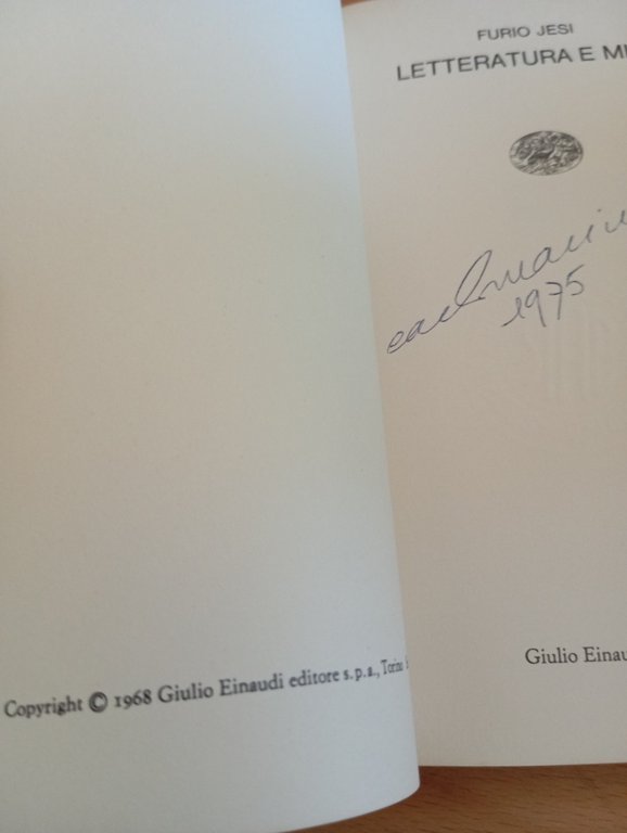 Letteratura e mito, Furio Jesi, Einaudi, 1968 | Immagine Gallery 6