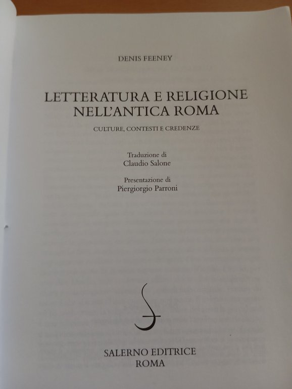 Letteratura e religione nell'antica Roma, Denis Feeney, Salerno, 1999 | Immagine Gallery 14