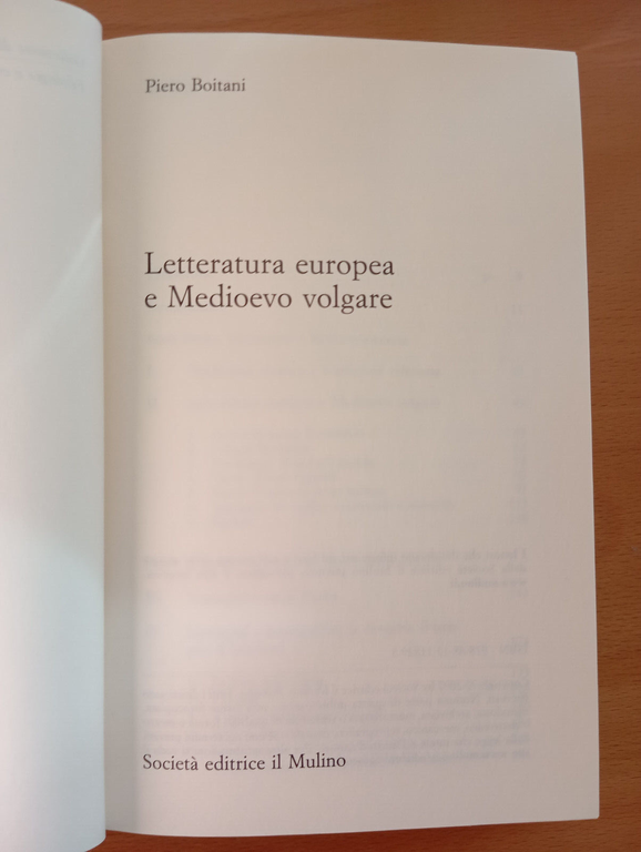 Letteratura europea e Medioevo volgare, Piero Boitani, Il Mulino, 2007