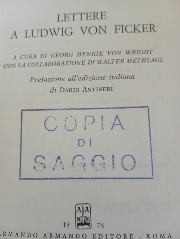 Lettere a Ludwig von Ficker, Ludwig Wittgenstein, Armando, 1974 | Immagine Gallery 6