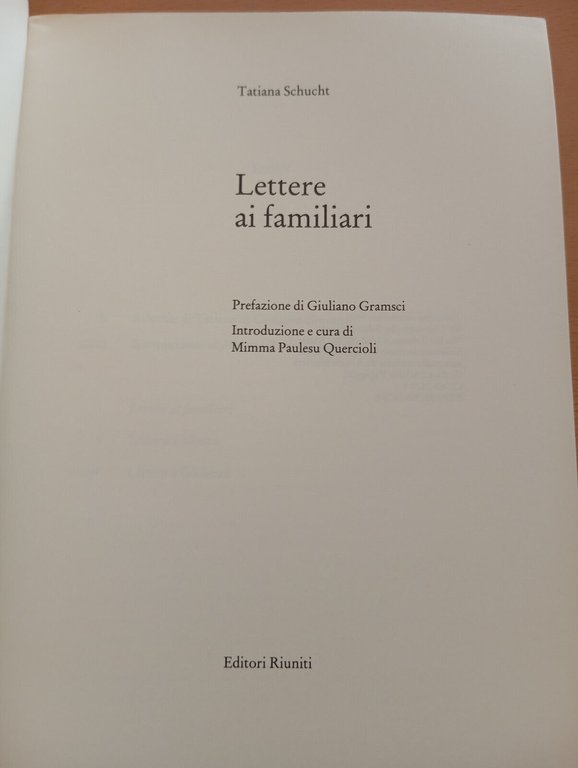 Lettere ai familiari, Tatiana Schucht, Editori Riuniti, 1991