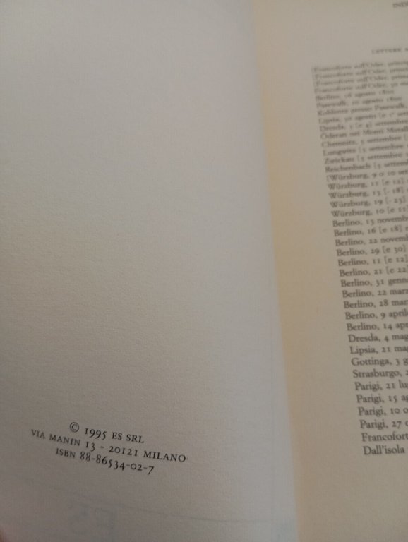 Lettere alla fidanzata, Heinrich von Kleist, SE, 1995