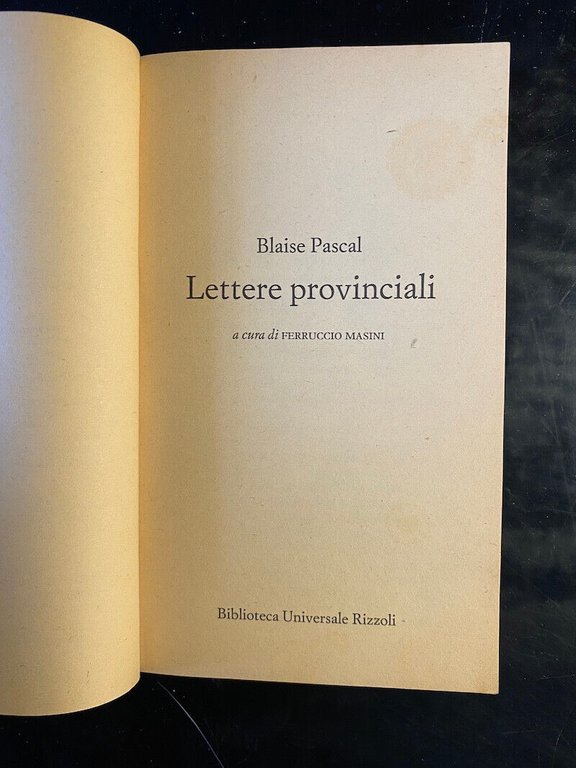 Lettere provinciali, Blaise Pascal, 1989, Rizzoli