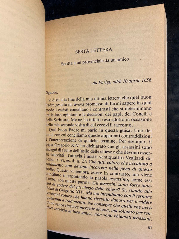 Lettere provinciali, Blaise Pascal, 1989, Rizzoli