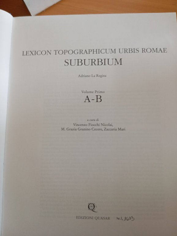 Lexicon Topographicum Urbis Roma, Suburbium Vol. primo, Adriano La Regina, … | Immagine Gallery 9