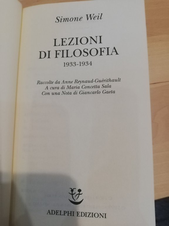 Lezioni di filosofia 1933 - 1934, Simone Weil, Adelphi, 1999