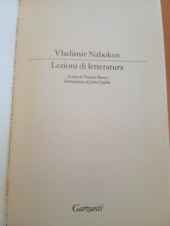 Lezioni di letteratura, Valdimir Nabokov, Garzanti, 1992