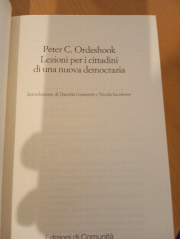 Lezioni per i cittadini di una nuova democrazia, Peter C. …