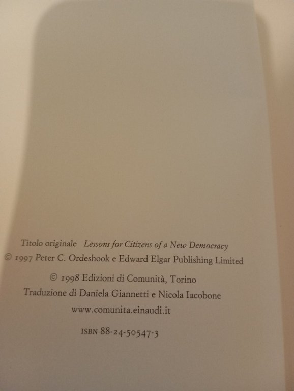 Lezioni per i cittadini di una nuova democrazia, Peter C. …