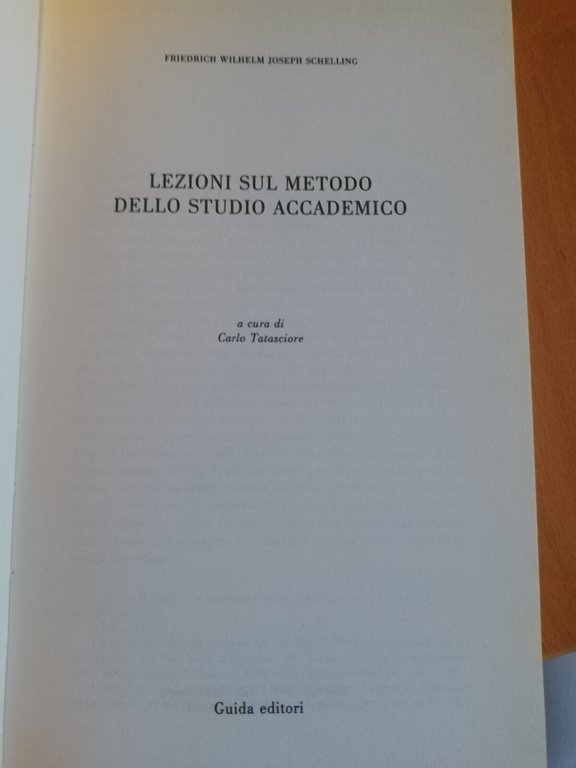 Lezioni sul metodo dello studio accademico, Schelling, 1989, Guida Micromegas