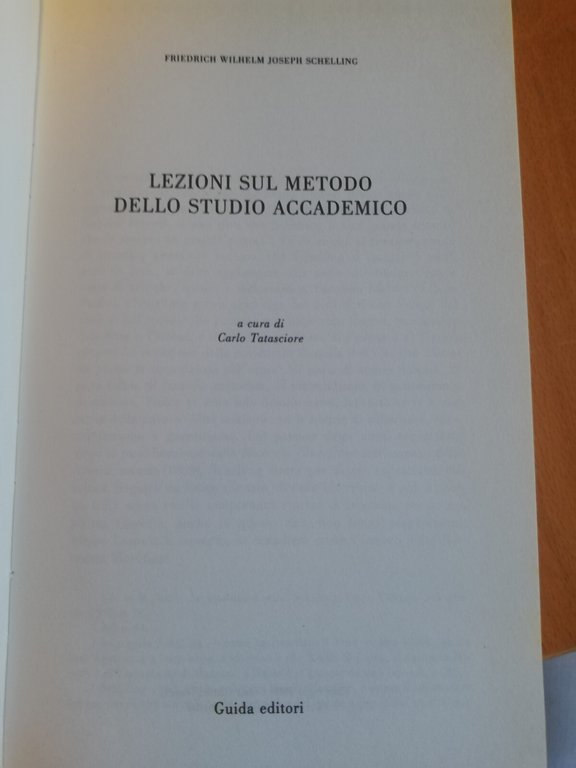 Lezioni sul metodo dello studio accademico, Schelling, 1989, Guida Micromegas