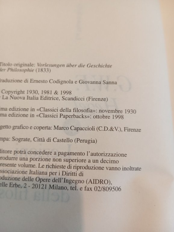 Lezioni sulla storia della filosofia 1, G. W. F. Hegel, …