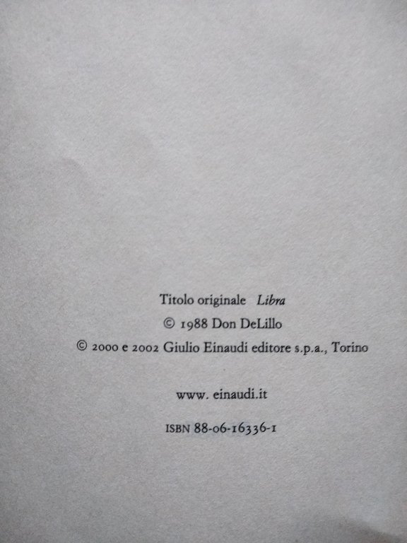 Libra, Don Delillo, Einaudi, 2002