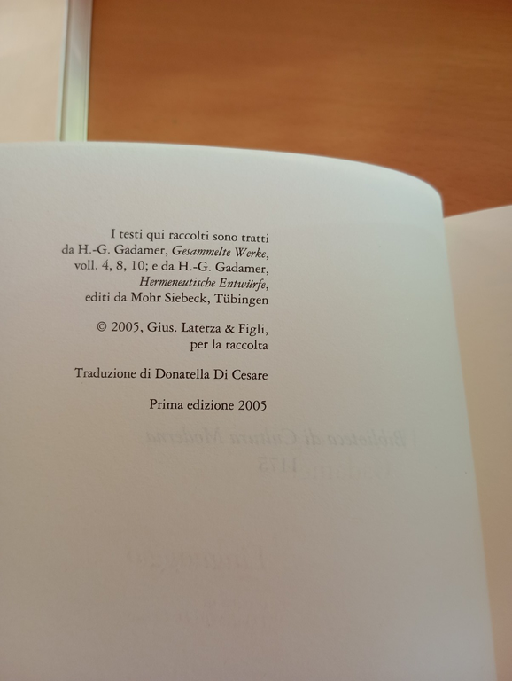 Liguaggio, Hans-Geaorg Gadamer, A cura Donatella De Cesare, Laterza, 2005 …