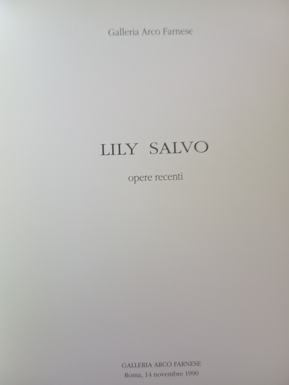 Lily Salvo, Opere recenti, Edizioni Arco Farnese, 1990 | Immagine Gallery 8