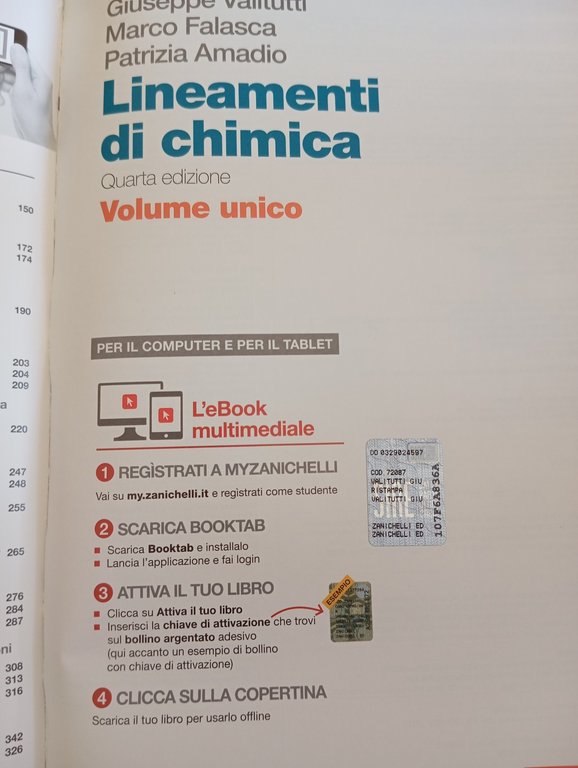 Lineamenti di chimica, Volume unico, Valiutti Falasca Amadio, Zanichelli, 2019