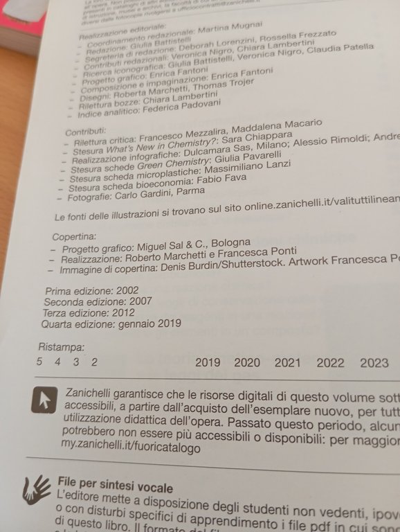 Lineamenti di chimica, Volume unico, Valiutti Falasca Amadio, Zanichelli, 2019