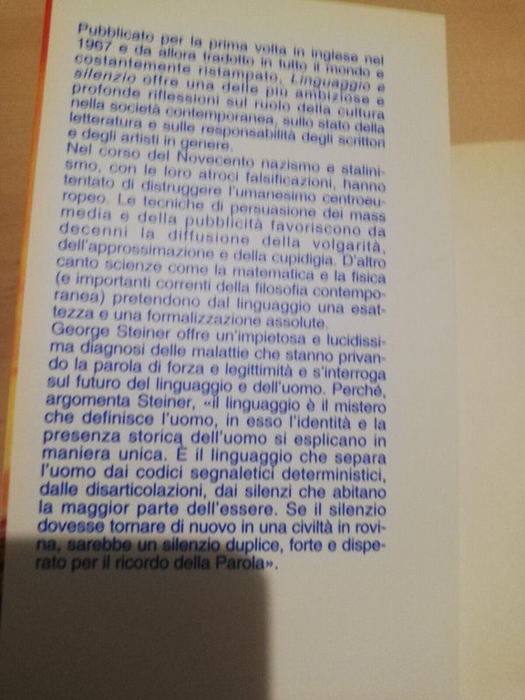 Linguaggio e silenzio, George Steiner, Garzanti, 2001