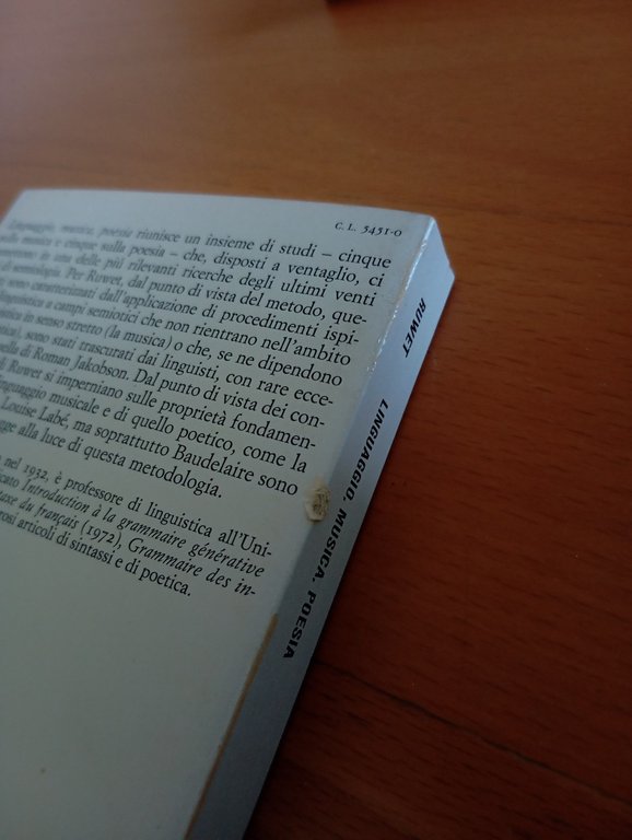 Linguaggio, musica, poesia, Nicolas Ruwet, Einaudi, 1983