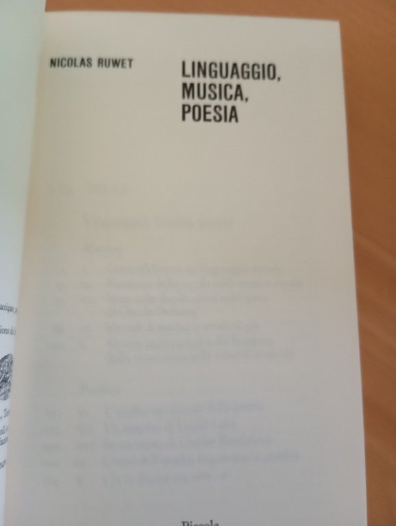 Linguaggio, musica, poesia, Nicolas Ruwet, Einaudi, 1983
