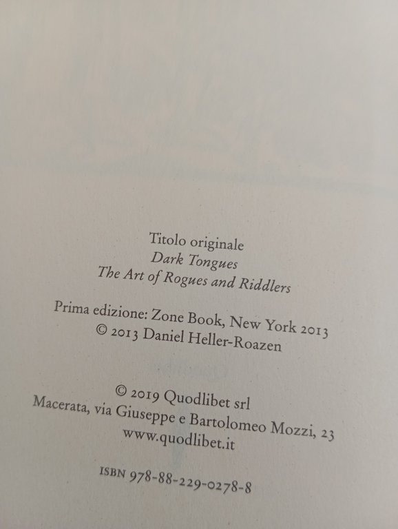 Lingue oscure. L'arte dei furfanti, Daniel Heller-Roazen, Quodlibet, 2019