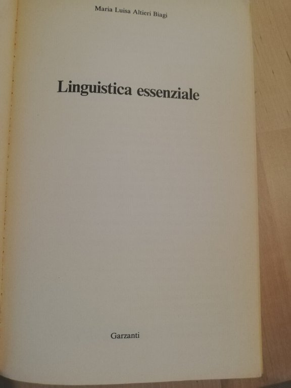 Linguistica essenziale, Maria Luisa Altieri Biagi, 1985, Garzanti