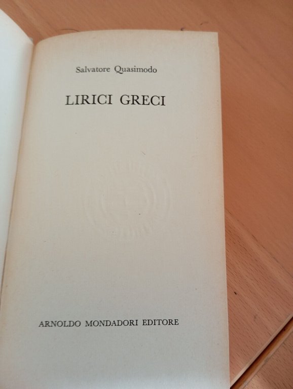 Lirici greci, Salvatore Quasimodo, BMM Mondadori, 1962