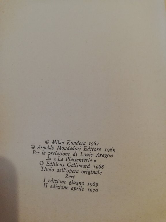 Lo scherzo, Milan Kundera, 1970, Mondadori