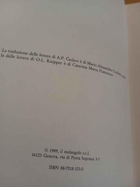Lo scrittore Cechov non ha dimenticato l'attrice Knipper, Il Melangolo, …