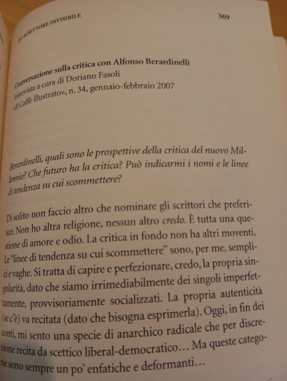 Lo scrittore invisibile. Alfonso Berardinelli recensito e intervistato, 2013