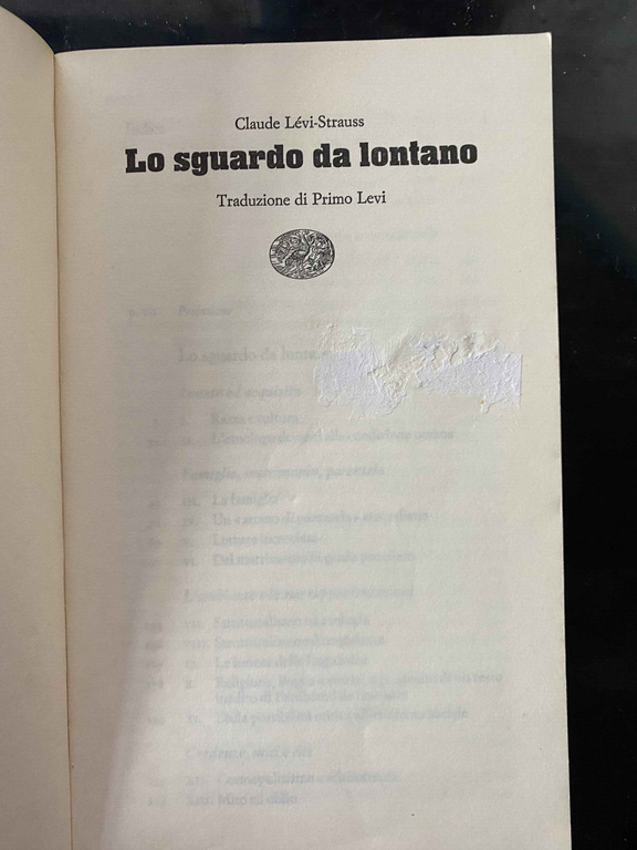 Lo sguardo da lontano, Claude Lévi-Strauss, traduzione Primo Levi, Einaudi, …