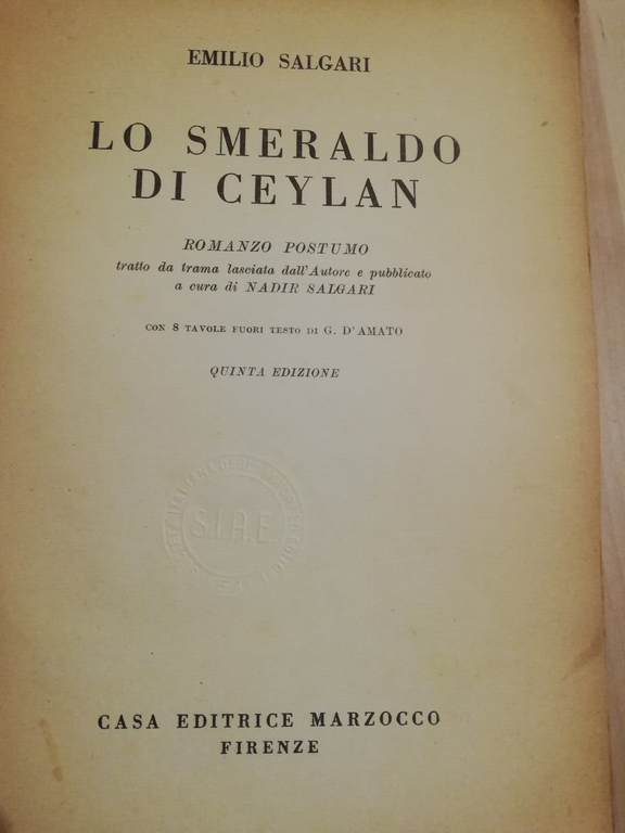 Lo smeraldo di Ceylon, Emilio Salgari, 1950, Marzocco