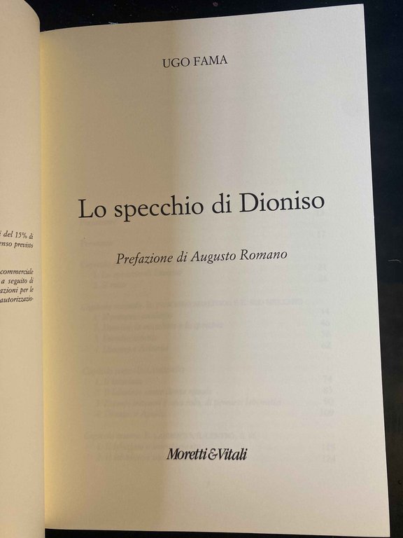 Lo specchio di Dioniso, Ugo Fama, Moretti & Vitali, 2005