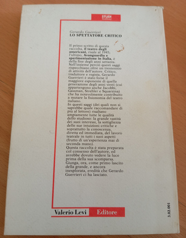 Lo spettatore critico, Gerardo Guerrieri, Valerio Levi, 1987
