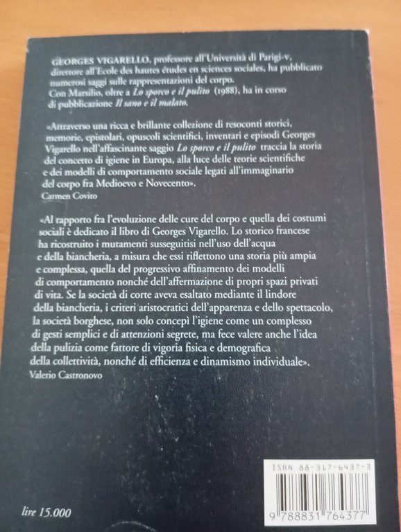 Lo sporco e il pulito, Georges Vigarello, Marsilio, 1996