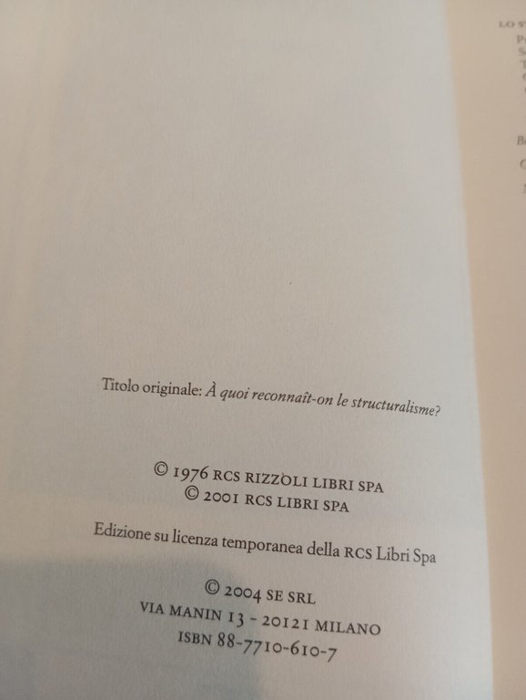 Lo strutturalismo, Gilles Deleuze, SE, 2004