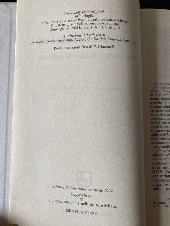 Logica affettiva, Luc Ciompi, Feltrinelli, 1994