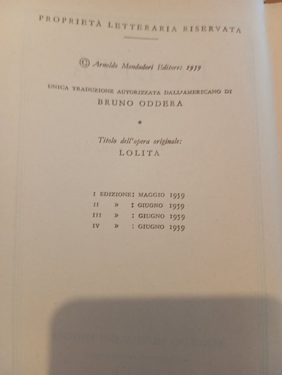 Lolita, Vladimir Nabokv, Mondadori, 1959