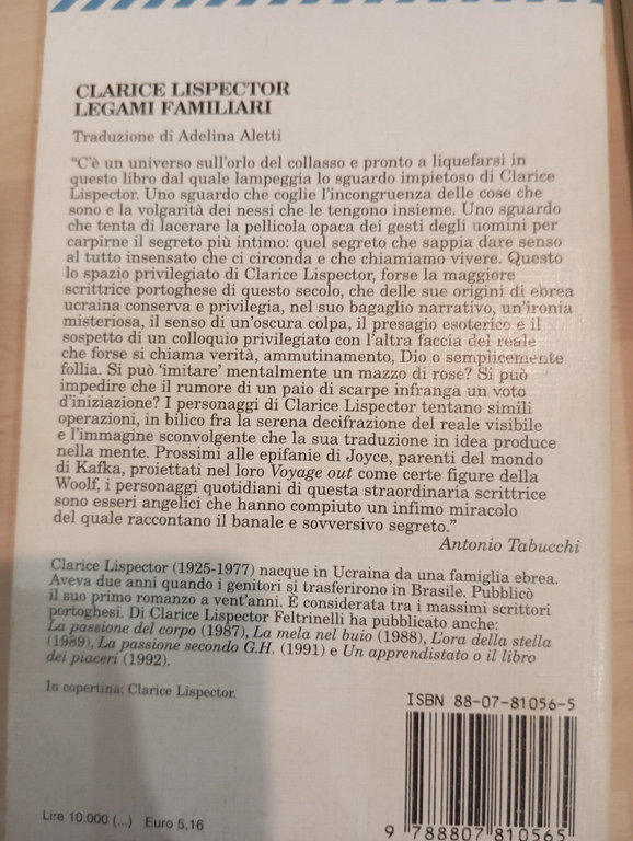 Lotto 2 libri di Clarice Lispector, Legami familiari, Vicino al …